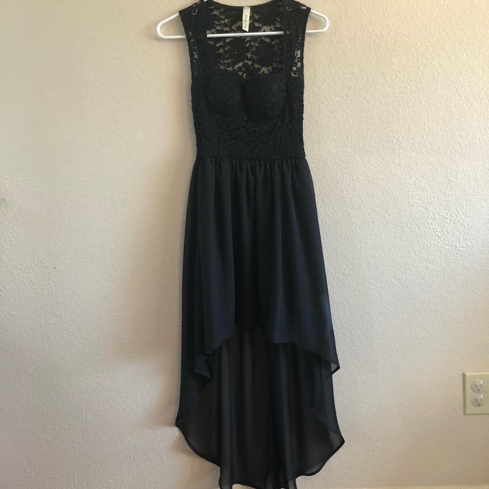 Black Lace High Low Dress